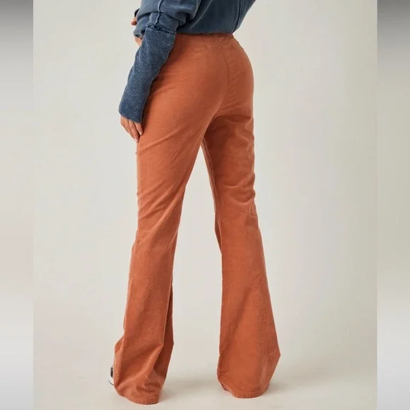 Free People Corduroy Jayde Flare Jeans - Orange - Picture 4 of 6